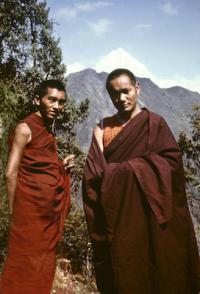 Lama Zopa Rinpoche and Lama Yeshe near Lawudo Retreat Centre, Nepal, 1970. Photo by Terry Clifford.