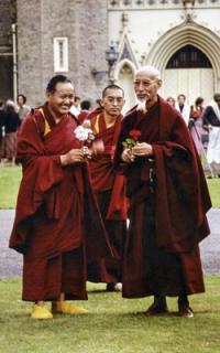 Lama Yeshe, Lama Zopa Rinpoche and Zong Rinpoche, Manjushri Institute, England, 1978.
