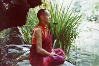 Lama Yeshe meditating in the botanical gardens, Berkeley, California, 1974. Photo donated by Judy Weitzner.