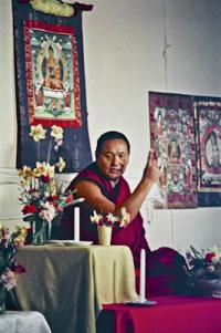 Lama Yeshe teaching in Belgrave Heights, a small town near Melbourne, Australia, July 1976.