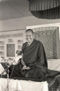 Lama Yeshe teaching at Chenrezig Institute, Australia, 1976.  