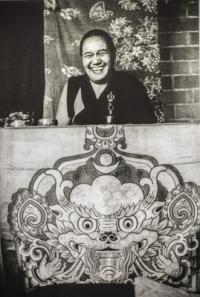 Lama Yeshe teaching at Les Bayards, Switzerland, 1975.