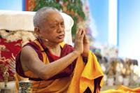 Lama Zopa Rinpoche at Maitripa College, 2010. Photo by Marc Sakamoto.