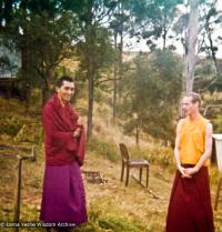 16776_pr-2.JPG) Lama Zopa Rinpoche and Jhampa Zangpo (Mark Shaneman) at Chenrezig Institute, 1976.
